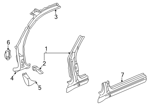 2000 Mercedes-Benz CLK320 Hinge Pillar, Rocker Panel