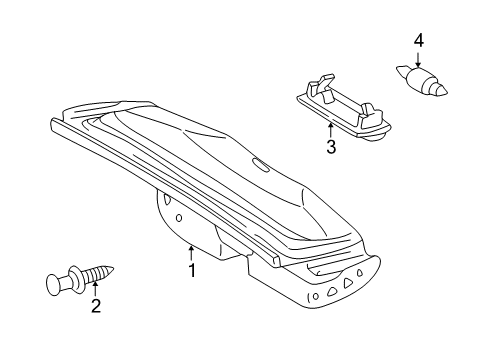 Trunk Lid Trim Diagram for 208-694-24-25