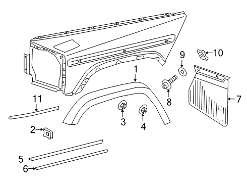 2021 Mercedes-Benz G550 Exterior Trim - Fender Diagram