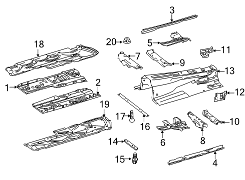 2011 Mercedes-Benz E550 Pillars, Rocker & Floor - Floor & Rails Diagram 1