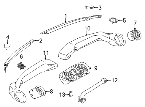 Vent Grille Diagram for 230-830-08-54-9116