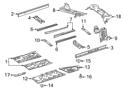 2014 Mercedes-Benz CLA45 AMG Pillars, Rocker & Floor - Floor & Rails Diagram