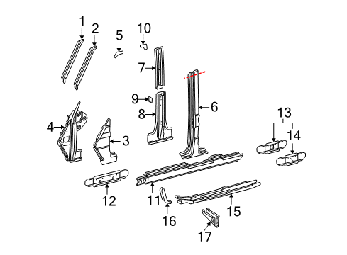 2005 Mercedes-Benz G500 Center Pillar & Rocker, Hinge Pillar, Floor Diagram