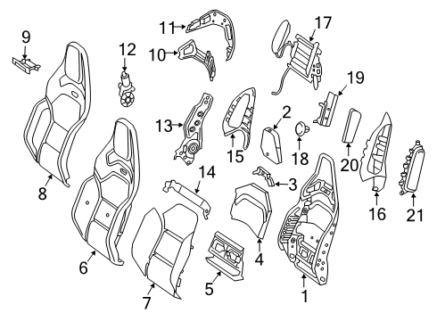 2021 Mercedes-Benz GLC300 Driver Seat Components Diagram 1