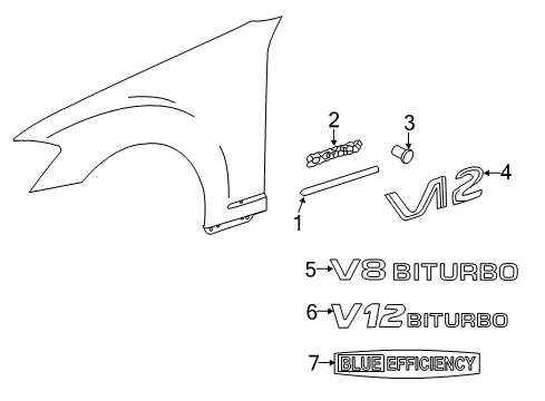 2012 Mercedes-Benz CL63 AMG Exterior Trim - Fender Diagram