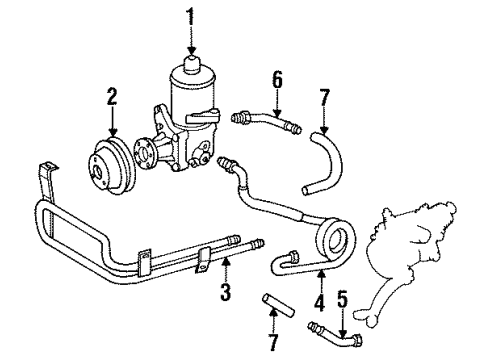 1989 Mercedes-Benz 300E P/S Pump & Hoses, Steering Gear & Linkage Diagram 2