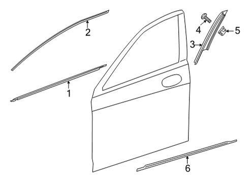 2023 Mercedes-Benz S500 Exterior Trim - Front Door Diagram