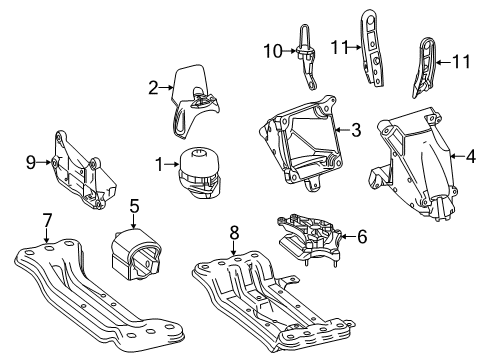 2013 Mercedes-Benz E350 Engine & Trans Mounting Diagram 3