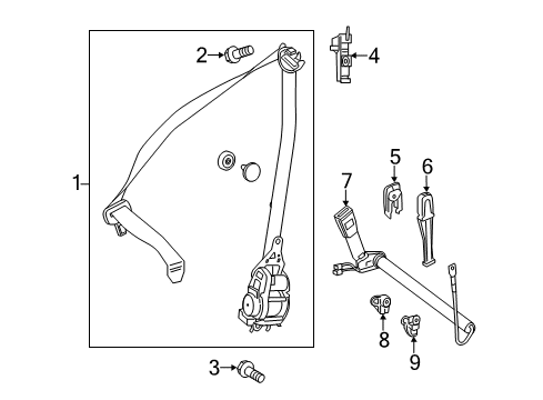 Lap & Shoulder Belt Diagram for 222-860-15-85-7M89