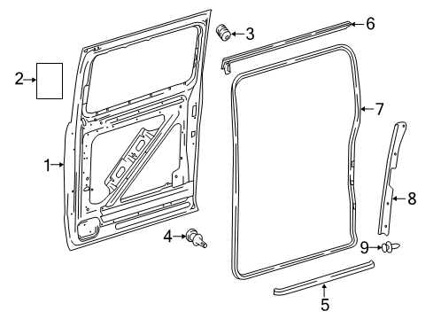 2018 Mercedes-Benz Metris Side Loading Door - Door & Components Diagram