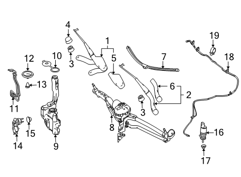 Wiper Arm Diagram for 204-820-03-44