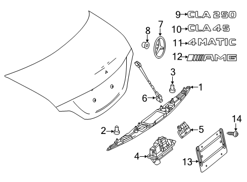 2019 Mercedes-Benz CLA250 Exterior Trim - Trunk Lid Diagram