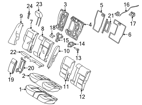 2010 Mercedes-Benz E550 Rear Seat Components Diagram 2