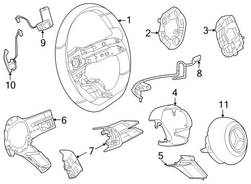 2024 Mercedes-Benz C43 AMG Steering Wheel & Trim Diagram 2