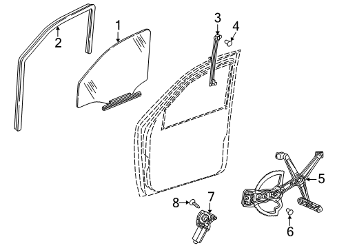 Door Glass Diagram for 163-720-03-18