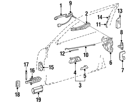 1987 Mercedes-Benz 300TD Front Door - Lock & Hardware Diagram