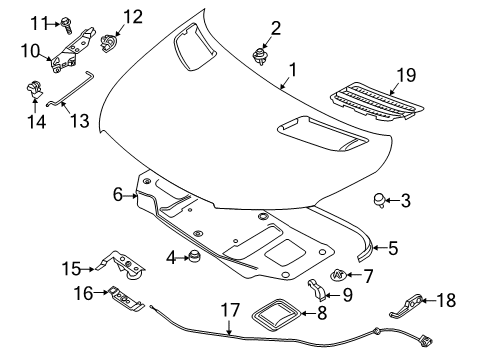 2022 Mercedes-Benz Sprinter 3500XD Hood & Components, Exterior Trim Diagram