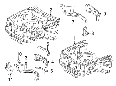 1995 Mercedes-Benz C280 Front Structural Components - Inner Structure Diagram