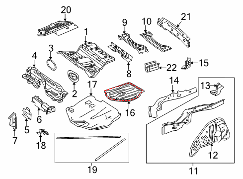 2014 Mercedes-Benz E350 Rear Body - Floor & Rails Diagram 1