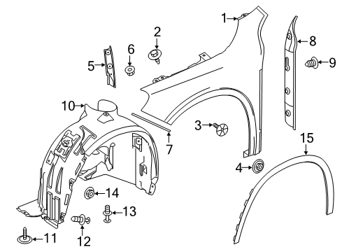 2015 Mercedes-Benz GLA45 AMG Fender & Components, Exterior Trim, Body Diagram