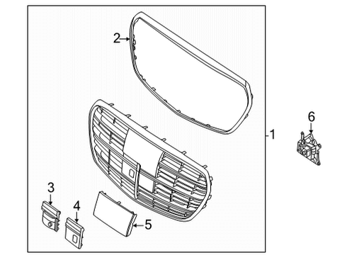 2023 Mercedes-Benz S500 Grille & Components Diagram 2