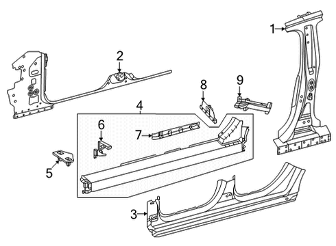 2024 Mercedes-Benz EQS 450+ Center Pillar & Rocker Diagram