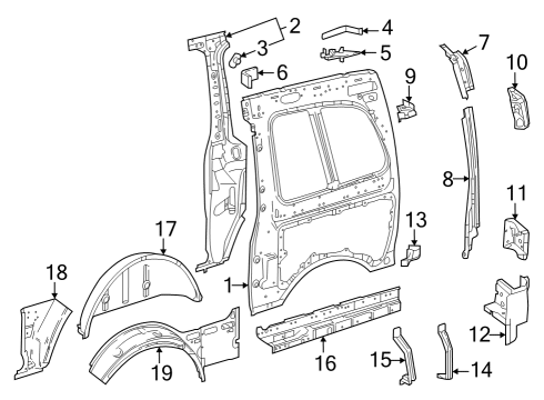 2022 Mercedes-Benz Metris Inner Structure & Rails - Side Panel