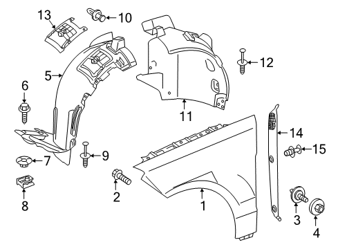 Front Fender Liner Cover Diagram for 166-884-10-00