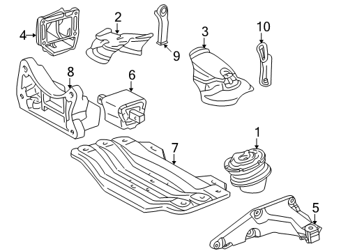 2002 Mercedes-Benz S600 Engine & Trans Mounting Diagram