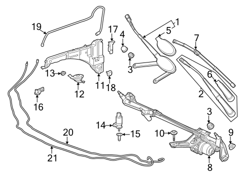 2022 Mercedes-Benz GLA45 AMG Wiper & Washer Components, Body Diagram 2