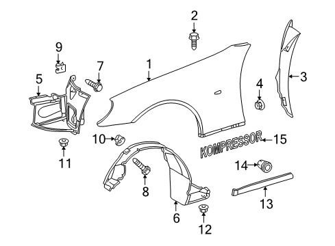 Fender Liner T-Connector Diagram for 673-988-00-25