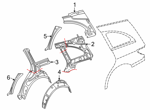 2006 Mercedes-Benz R350 Inner Structure - Quarter Panel Diagram