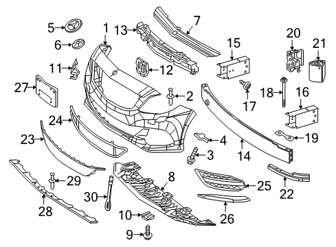 2016 Mercedes-Benz B250e Front Bumper Diagram