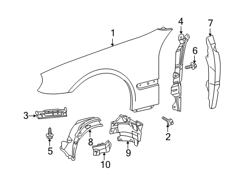 2004 Mercedes-Benz CL500 Fender & Components Diagram