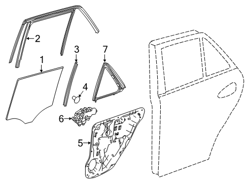 2018 Mercedes-Benz GLE350 Rear Door - Glass & Hardware Diagram