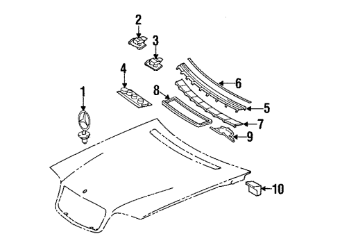 1993 Mercedes-Benz 300SD Exterior Trim - Hood Diagram