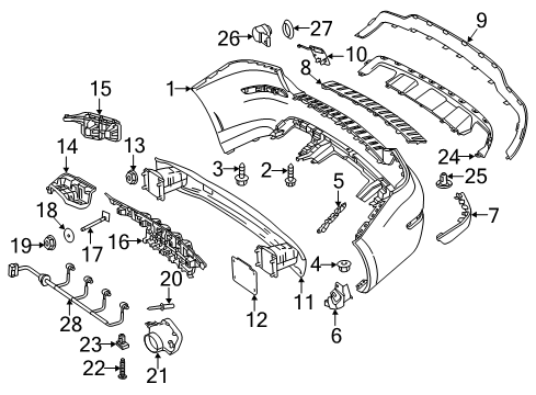 Bumper Cover Diagram for 204-880-09-49-9999