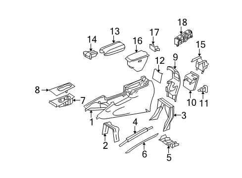 Front Cupholder Diagram for 164-680-07-14-9051