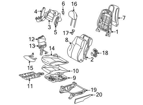 2004 Mercedes-Benz G55 AMG Front Seat Components Diagram