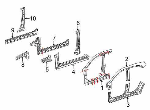 Center Pillar Reinforcement Diagram for 156-630-34-00