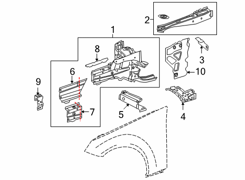 2010 Mercedes-Benz E550 Structural Components & Rails Diagram 2