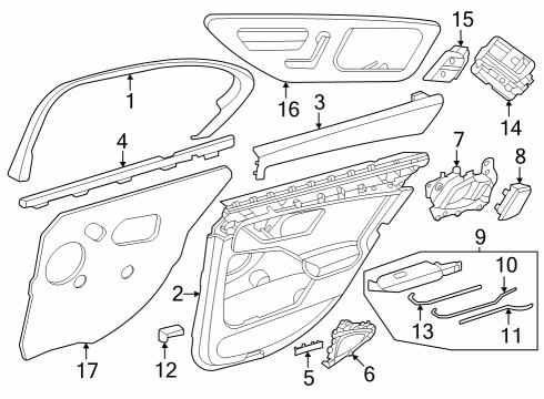 Window Trim Diagram for 254-737-02-00-9051