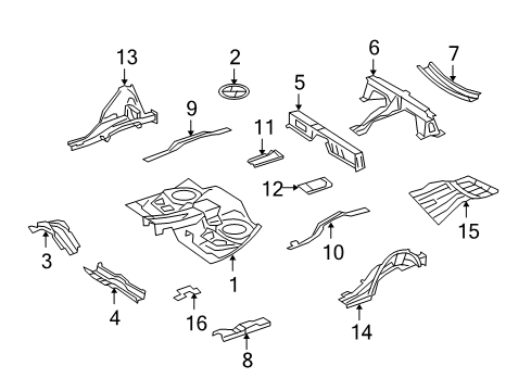 2011 Mercedes-Benz GL550 Rear Floor & Rails Diagram