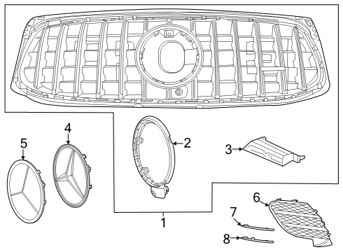 2022 Mercedes-Benz GLB35 AMG Grille & Components Diagram