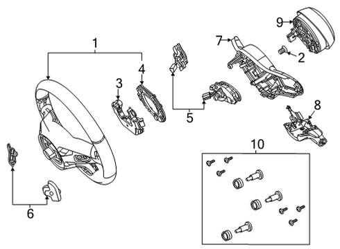 2021 Mercedes-Benz GLC300 Steering Column, Steering Gear & Linkage, Steering Wheel & Trim Diagram 10