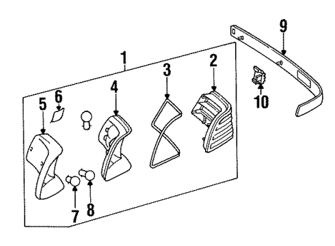 1993 Mercedes-Benz 500SEL Tail Lamps Diagram