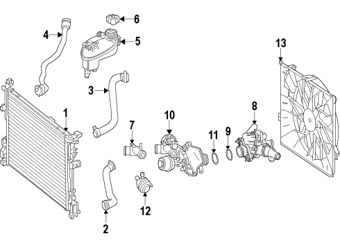 2014 Mercedes-Benz CLA250 Radiator & Components, Water Pump, Cooling Fan