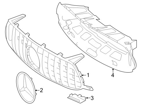 2022 Mercedes-Benz AMG GT 53 Grille & Components Diagram