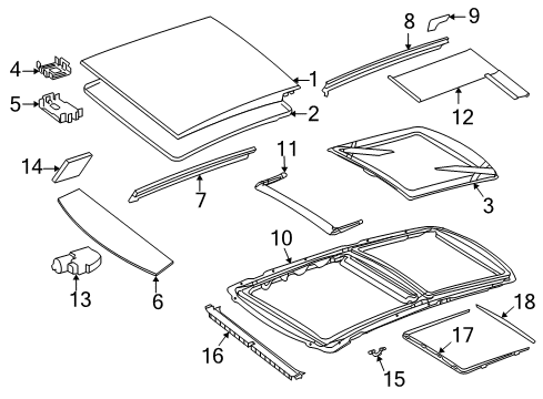 2009 Mercedes-Benz R350 Sunroof, Body Diagram 1