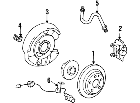 1993 Mercedes-Benz 400E Rear Brakes Diagram